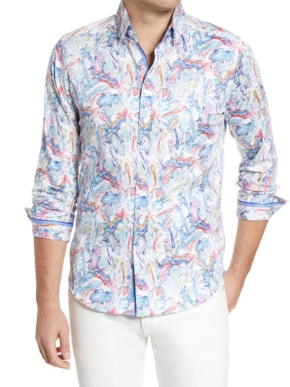 Robert Graham White, Red Multicolor Dixon Paisley Button Up Shirt Size 2XLT